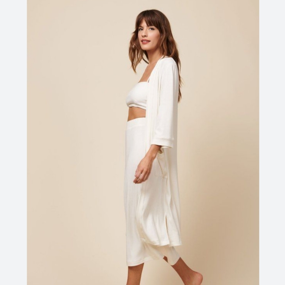 Whimsy + Row Frances Ribbed Modal Robe Duster Cardigan‎ Black M - Picture 16 of 16